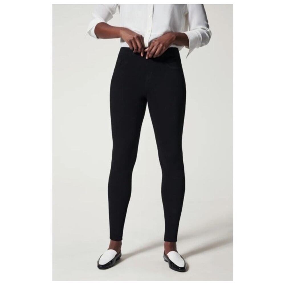 Spanx Jean-ish Ankle Leggings Pants Black Skinny Stretch Pull‎ On Size Large